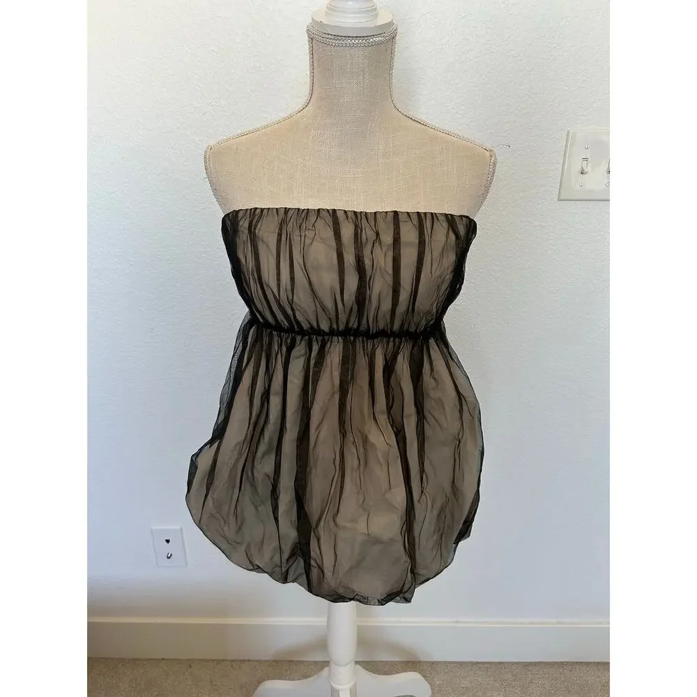 Anthropologie Goth Whimsy Strapless Tulle Bubble Hem Top - XL - Picture 2 of 9